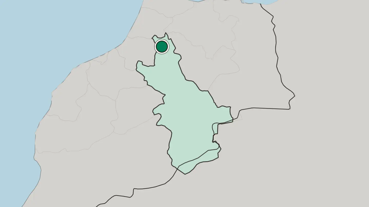 Map of Meknes in Morocco
