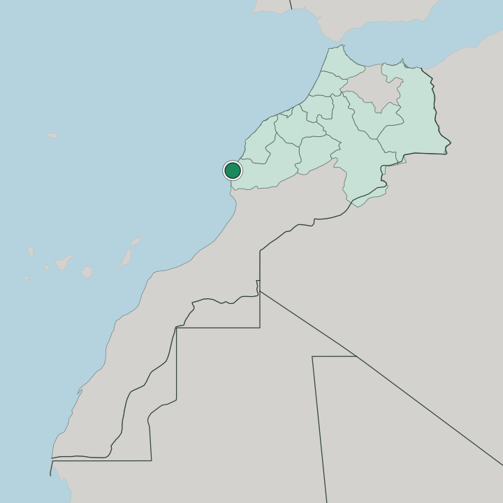 Map showing Essaouira — In Morocco