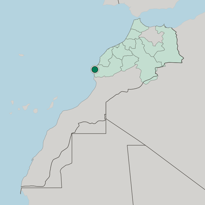 Map showing Essaouira — In Morocco