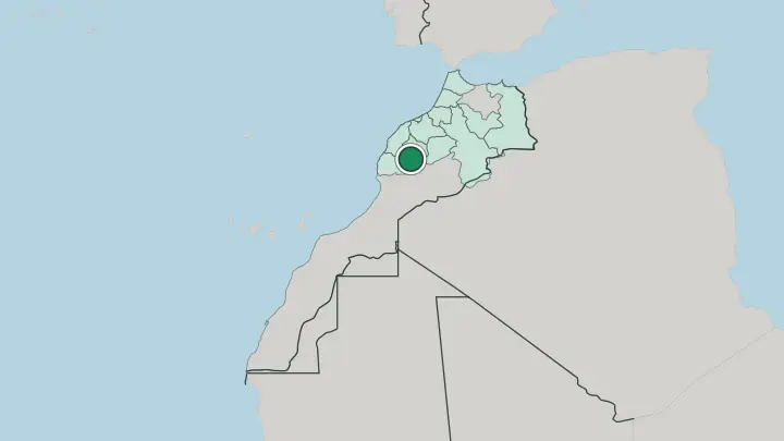 Map of Marrakesh in Morocco