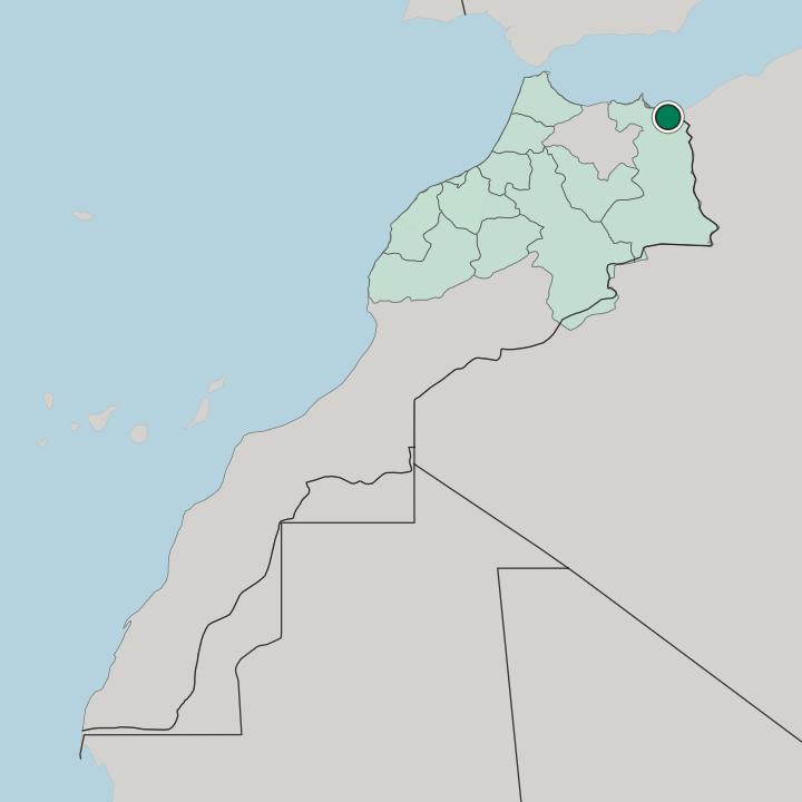 Map showing Berkane — In Morocco