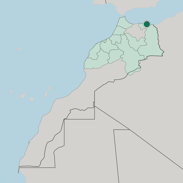 Map showing Nador — In Morocco