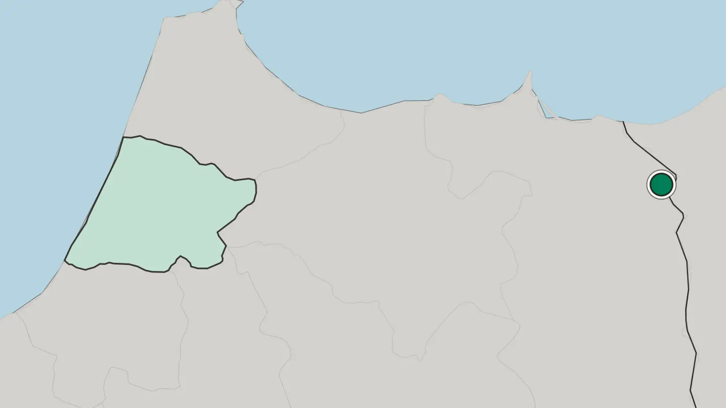 Map of Oujda in Morocco