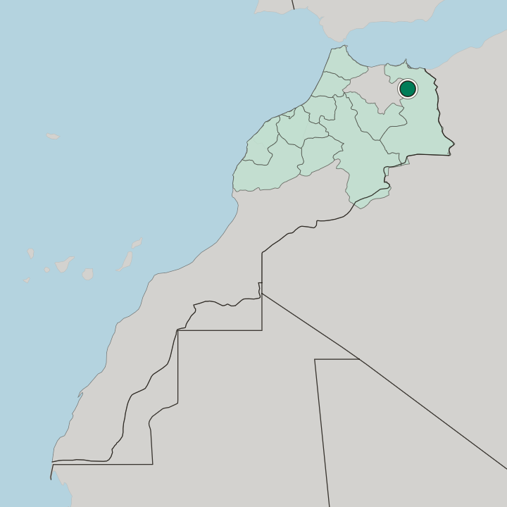 Map showing Taourirt — In Morocco