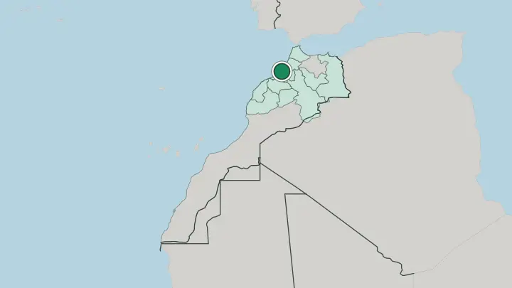 Map of Rabat in Morocco