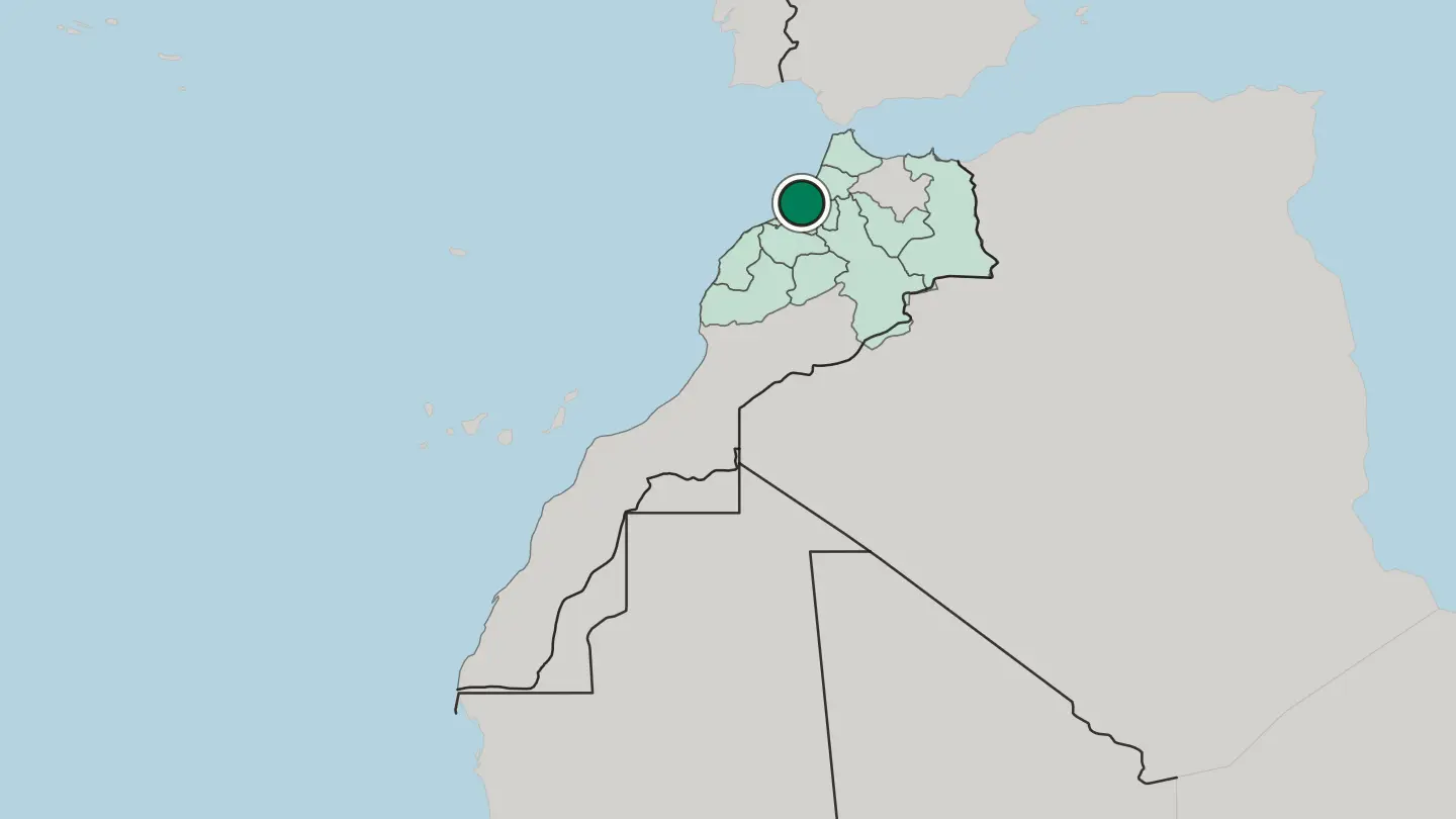 Map of Rabat in Morocco