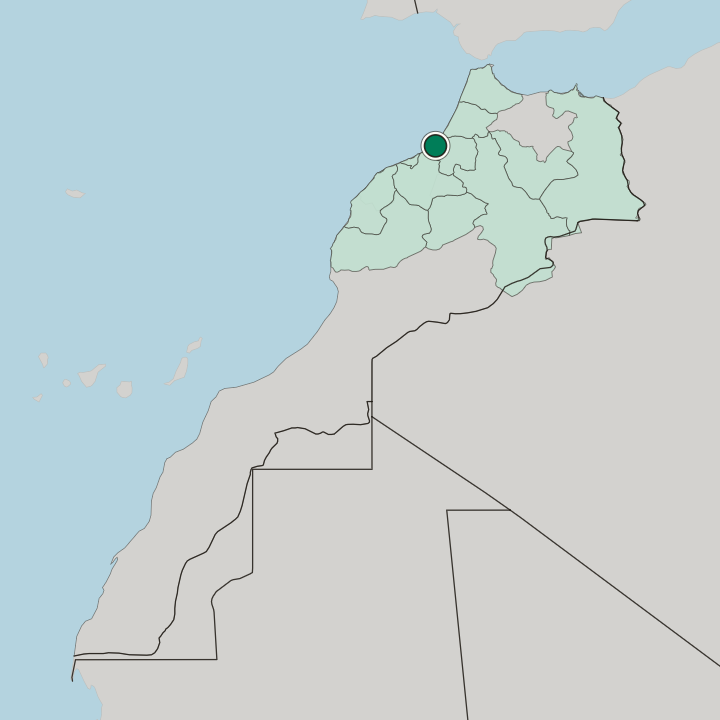 Map showing Temara — In Morocco