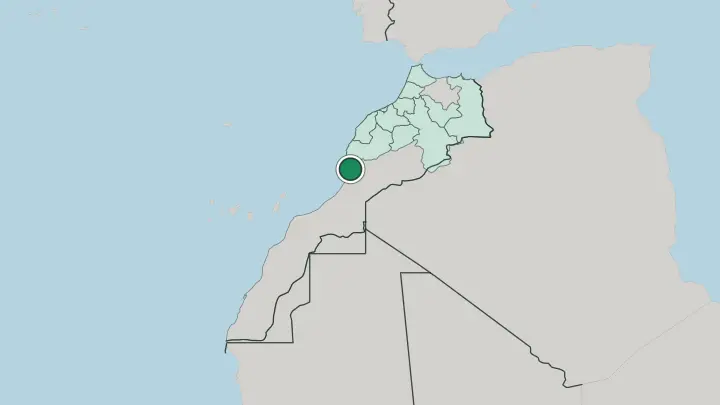 Map of Agadir in Morocco