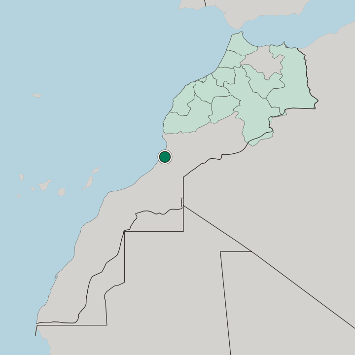 Map showing Tiznit — In Morocco