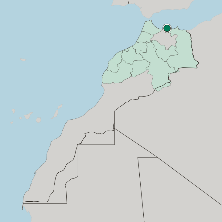 Map showing Al Hoceïma — In Morocco