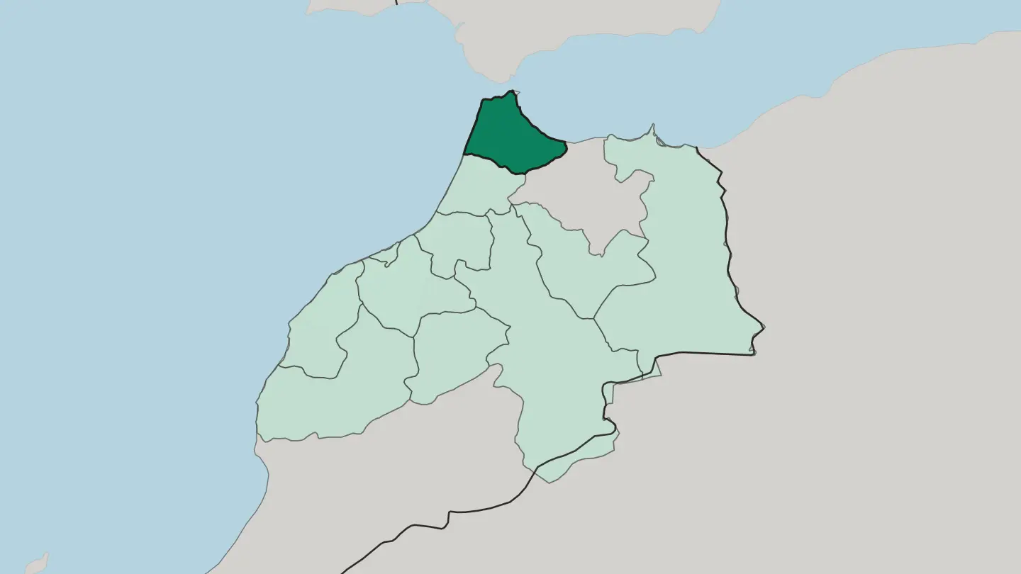 Map of Tanger-Tetouan-Al Hoceima in Morocco