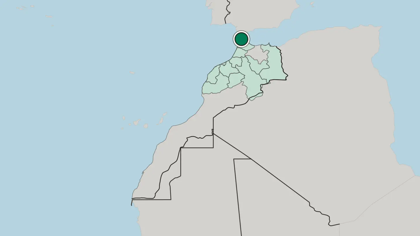 Map of Tangier in Morocco