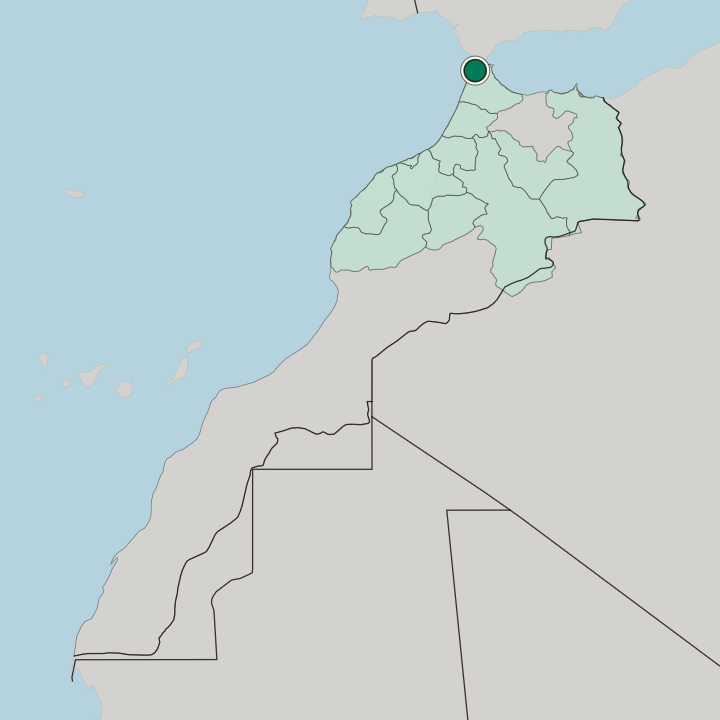 Map showing Tangier — In Morocco