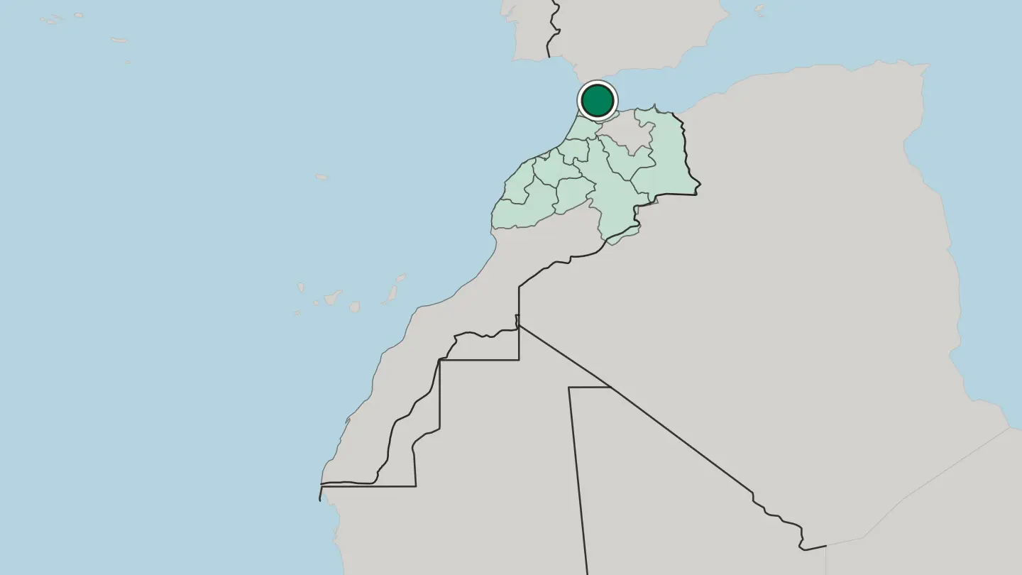 Map of Tétouan in Morocco