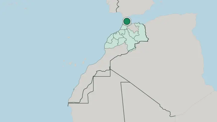 Map of Tétouan in Morocco