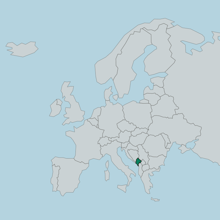Map showing Montenegro — In Europe
