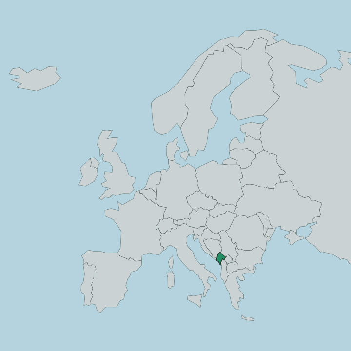 Map showing Montenegro — In Europe