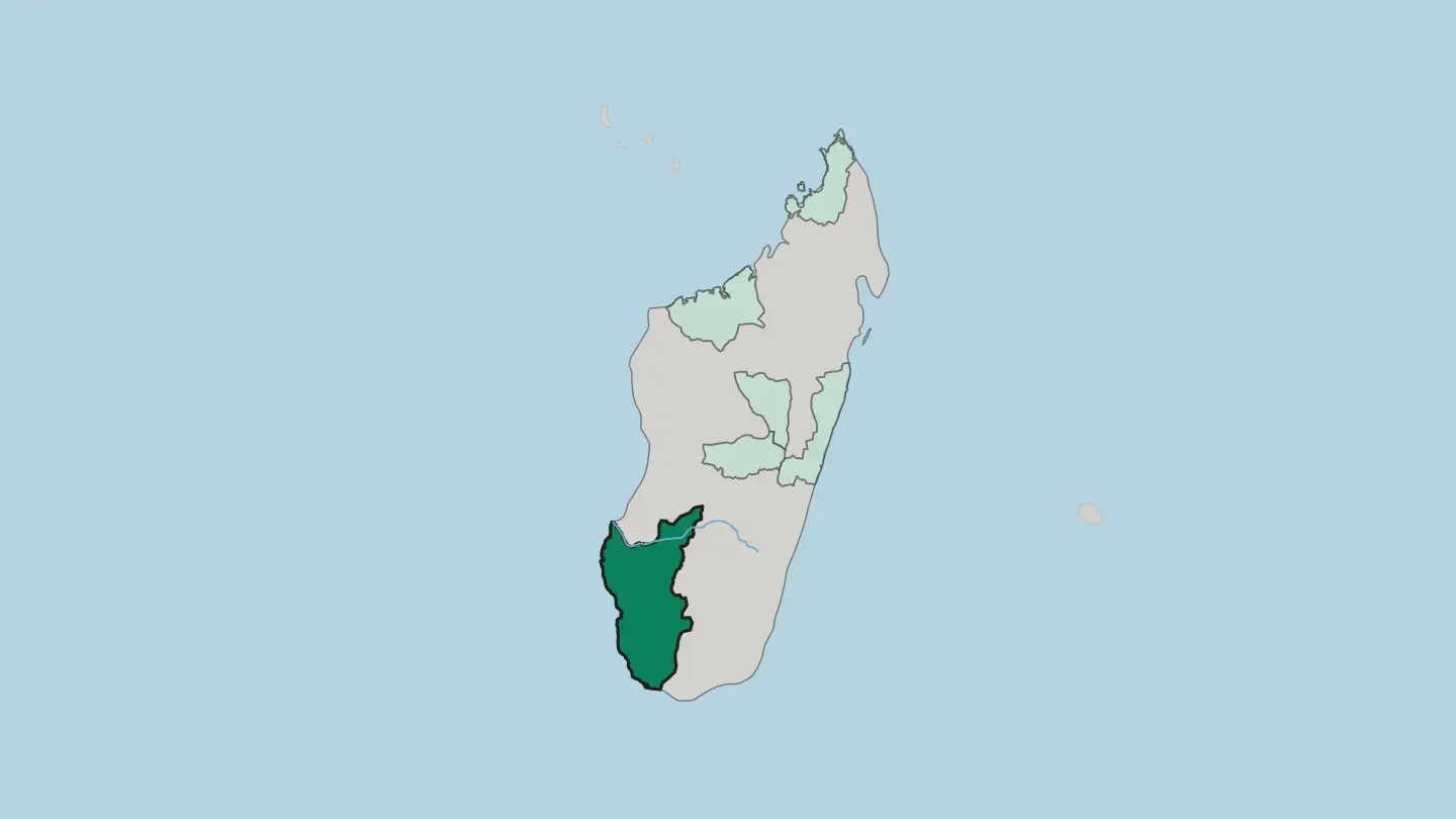 Map of Atsimo-Andrefana Region in Madagascar