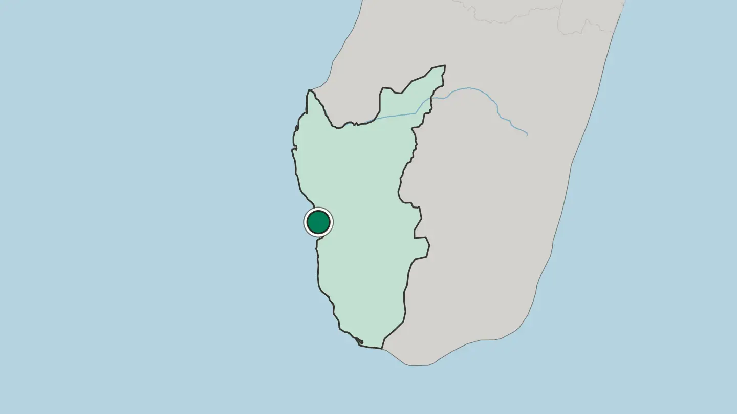 Map of Toliara in Madagascar