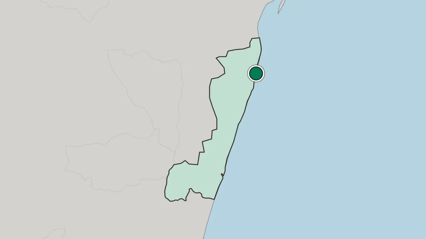 Map of Toamasina in Madagascar