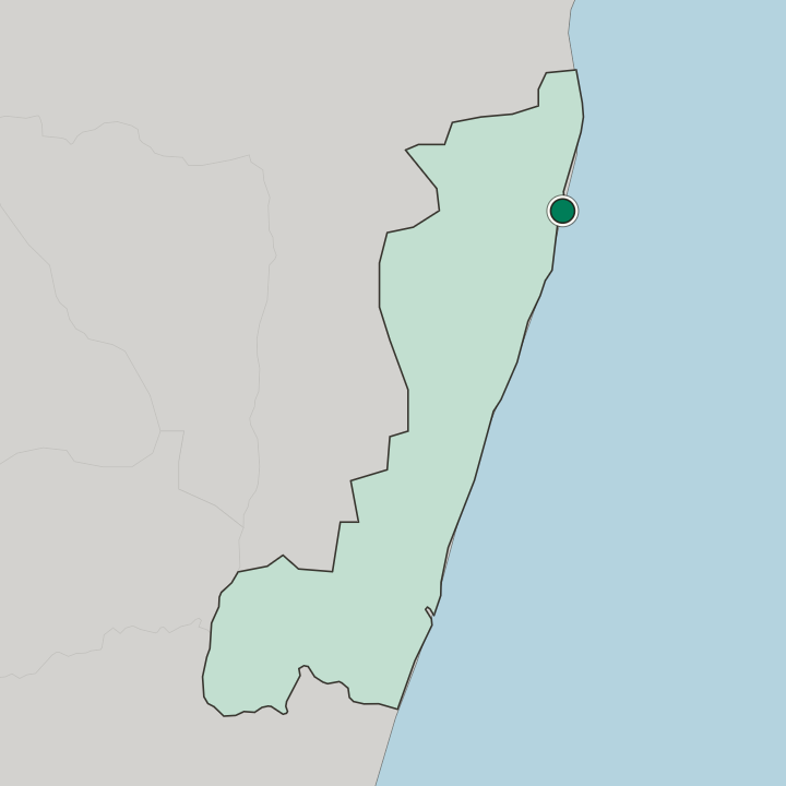 Map showing Toamasina — In Atsinanana Region