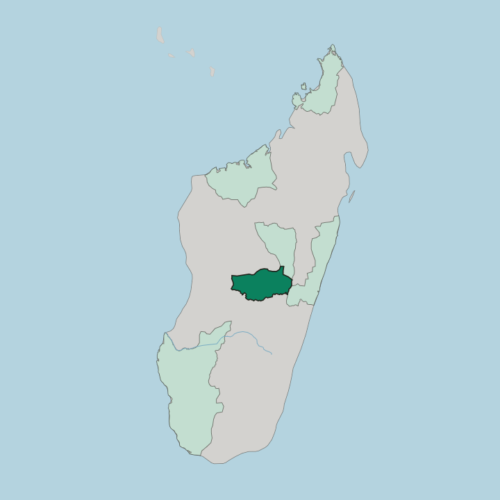 Map showing Vakinankaratra Region — In Madagascar