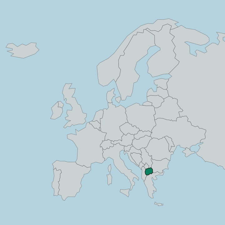 Map showing North Macedonia — In Europe
