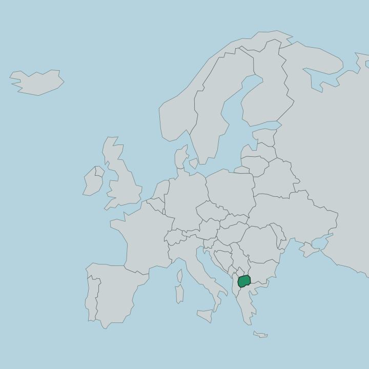 Map showing North Macedonia — In Europe