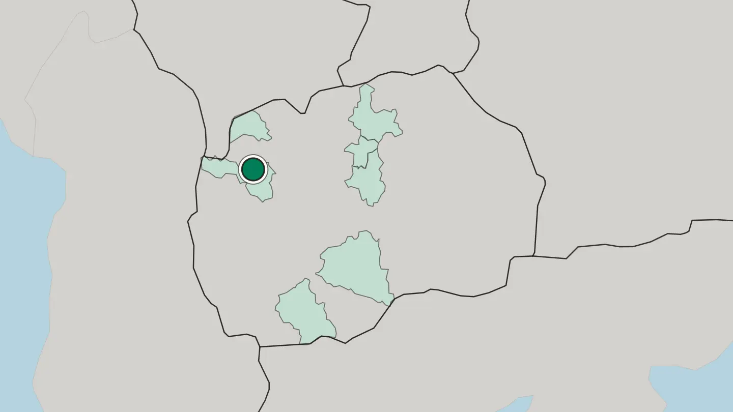 Map of Gostivar in North Macedonia