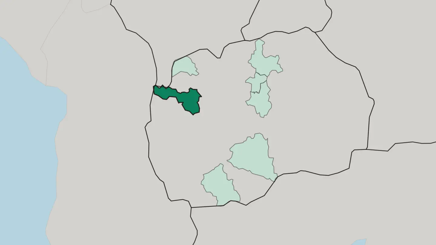 Map of Gostivar in North Macedonia