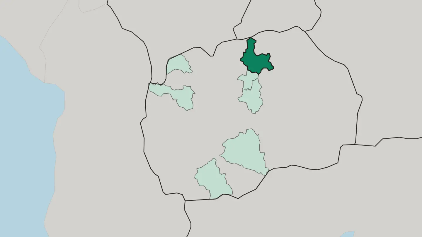 Map of Kumanovo in North Macedonia