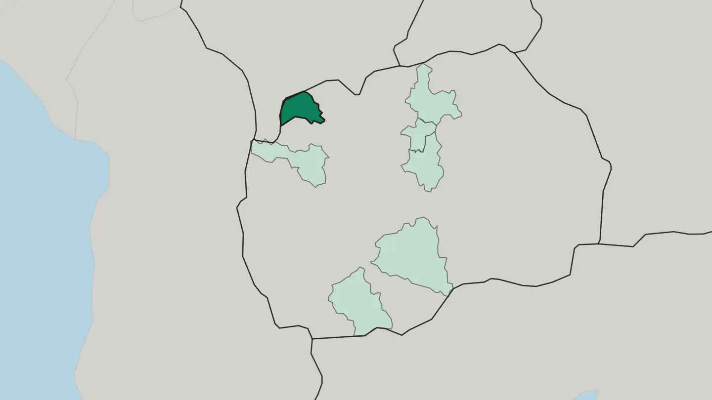 Map of Tetovo in North Macedonia