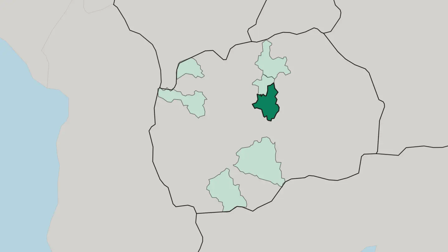 Map of Veles in North Macedonia