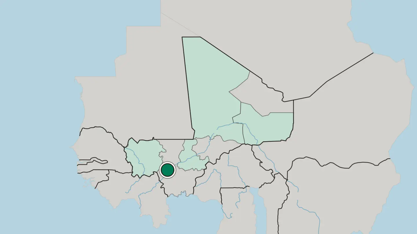 Map of Bamako in Mali