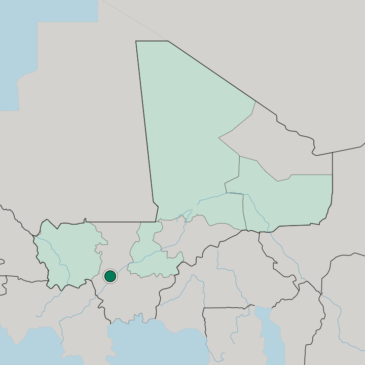Map showing Bamako — In Mali
