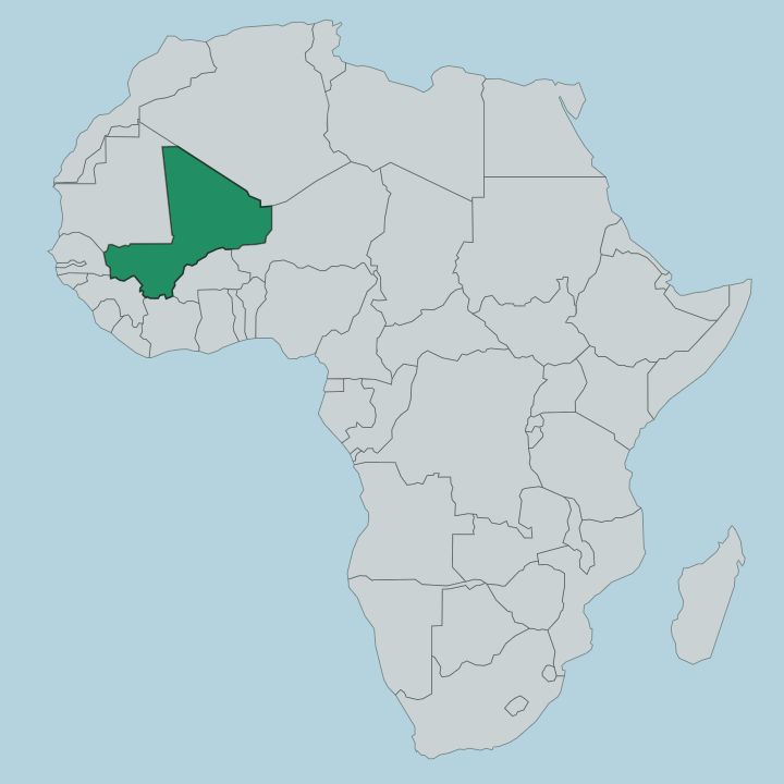 Map showing Mali — In Africa