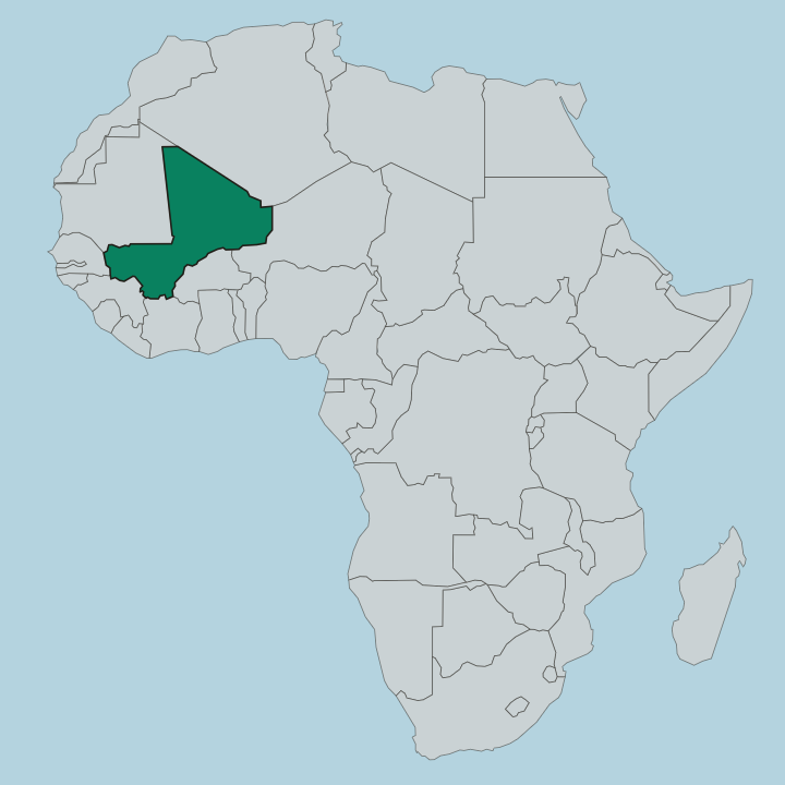 Map showing Mali — In Africa