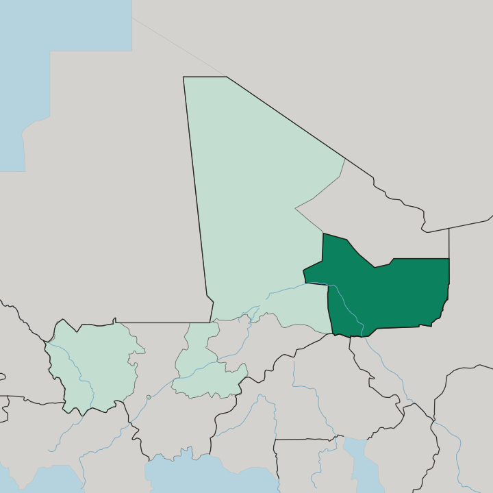 Map showing Gao Region — In Mali