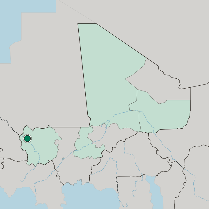 Map showing Kayes — In Mali
