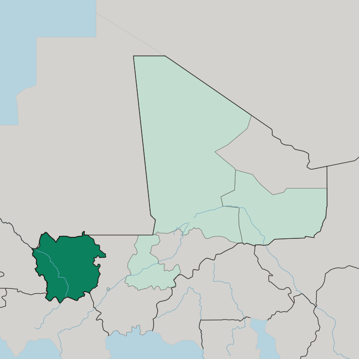 Map showing Kayes Region — In Mali