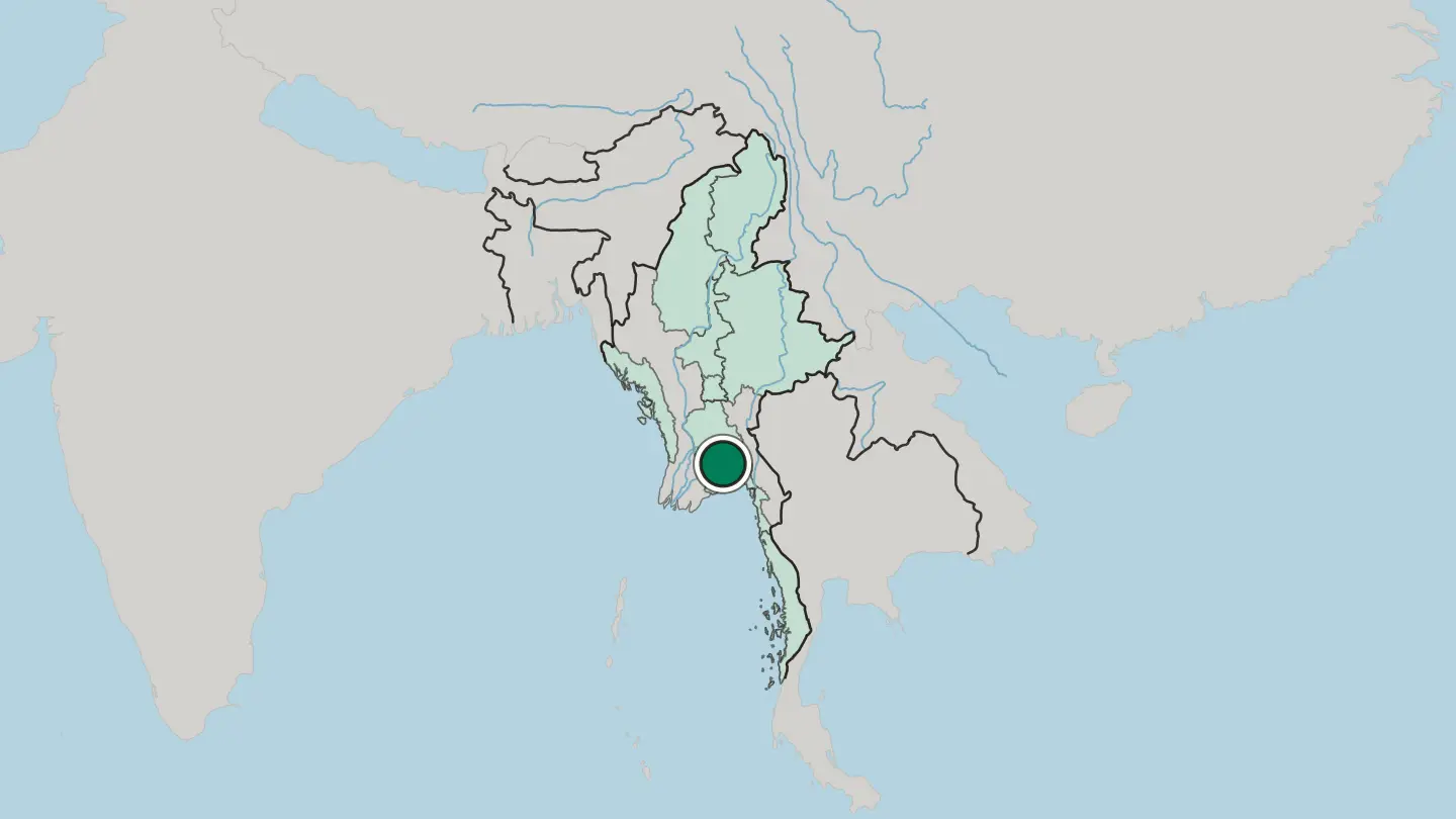 Map of Bago in Myanmar