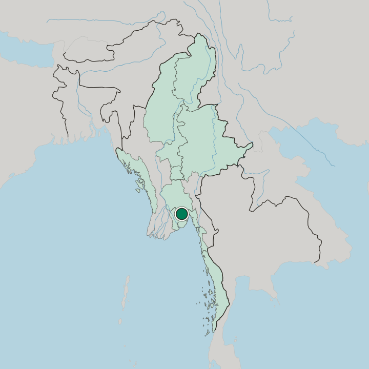 Map showing Bago — In Myanmar