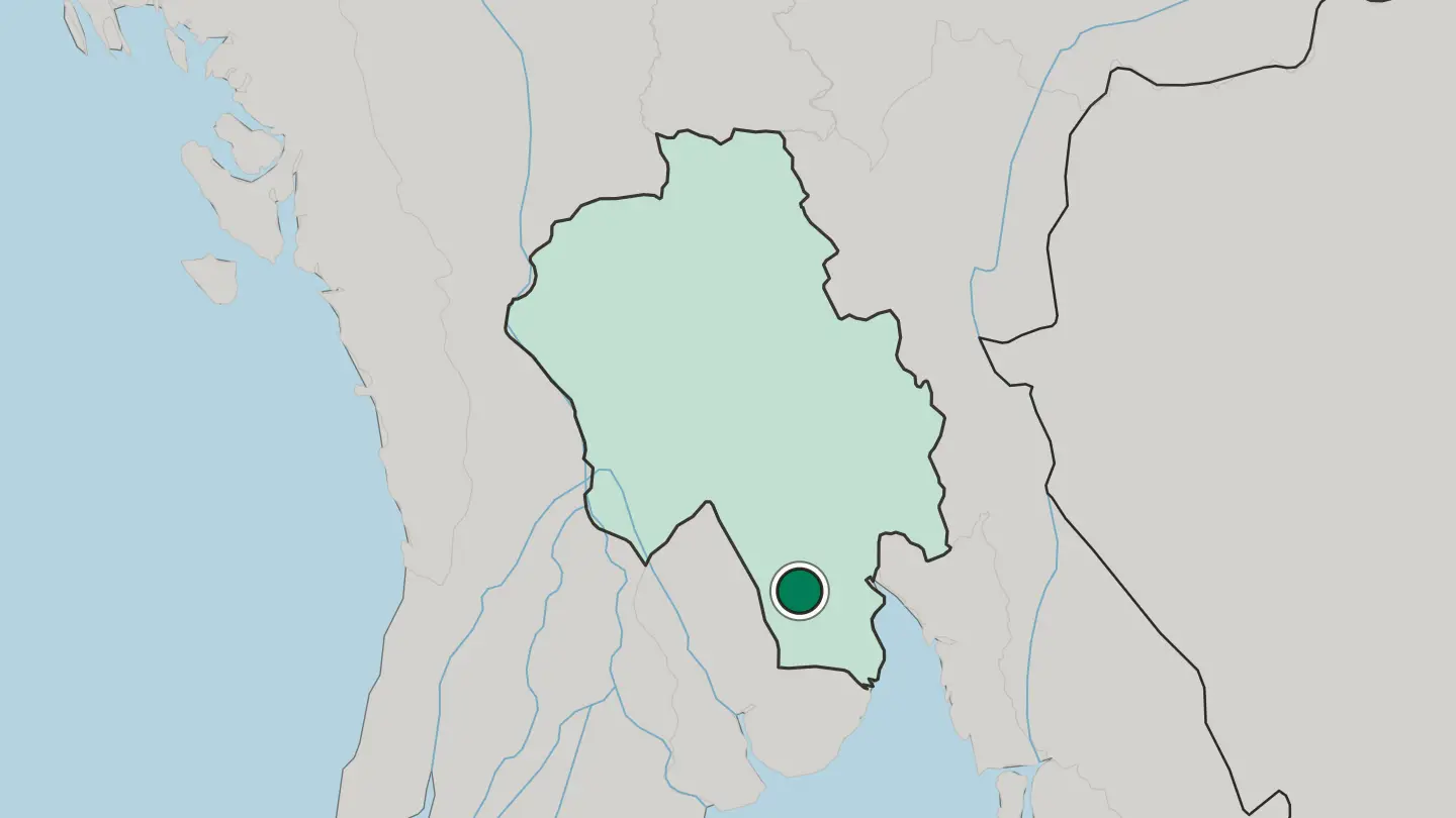 Map of Bago in Myanmar