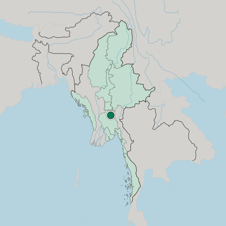 Map showing Taungoo — In Myanmar