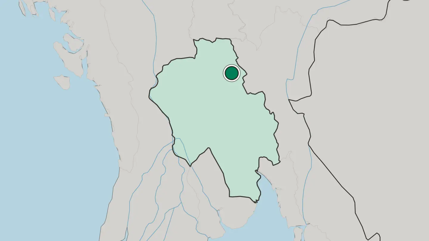 Map of Taungoo in Myanmar
