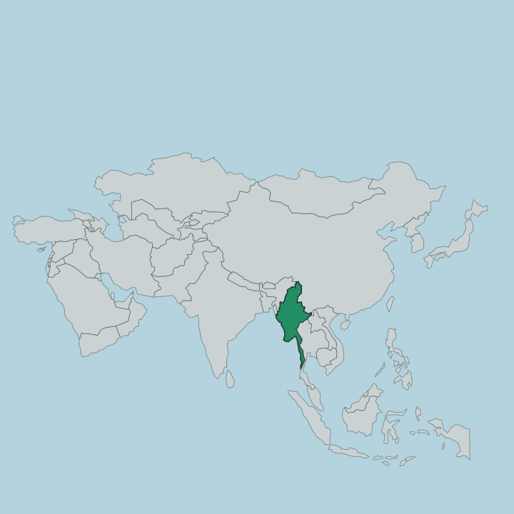 Map showing Myanmar — In Asia