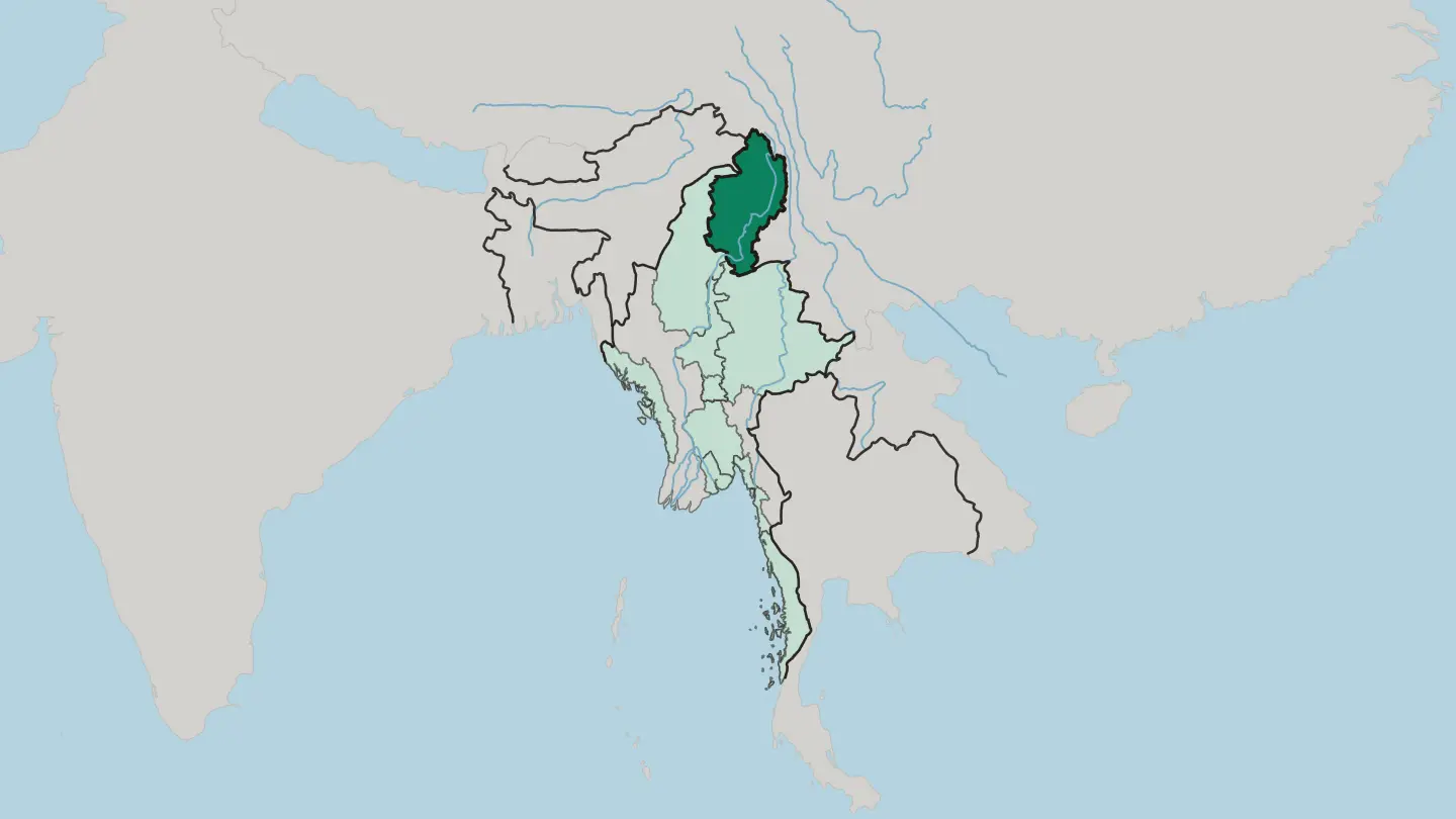 Map of Kachin State in Myanmar