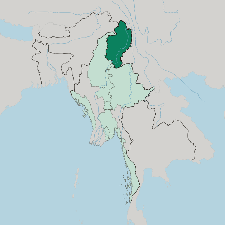 Map showing Kachin State — In Myanmar
