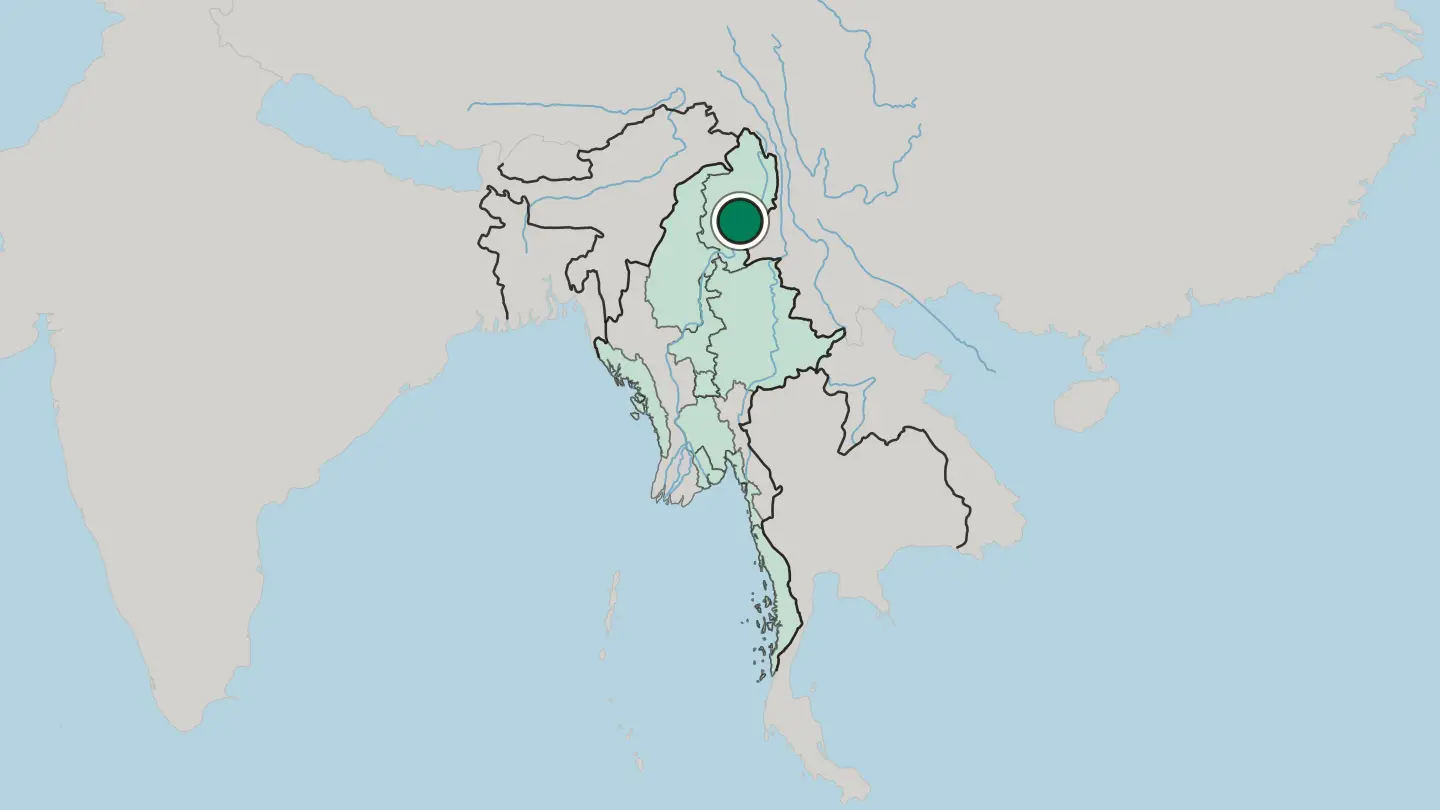 Map of Myitkyina in Myanmar