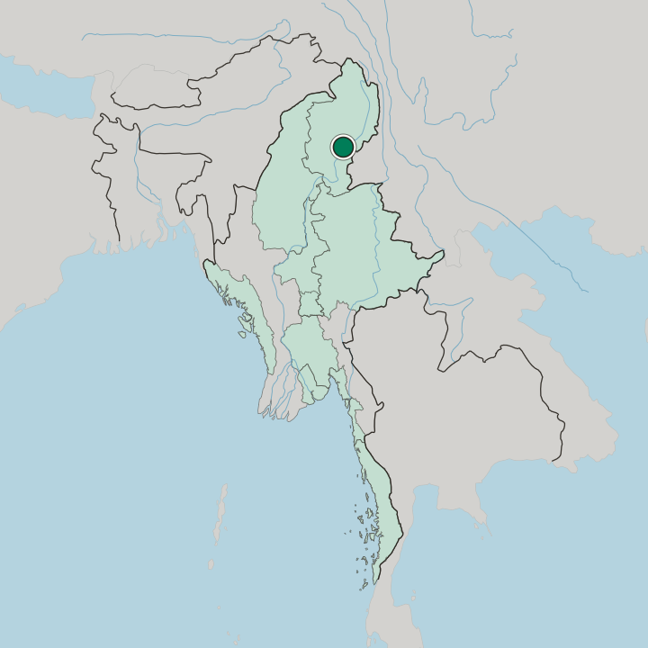 Map showing Myitkyina — In Myanmar